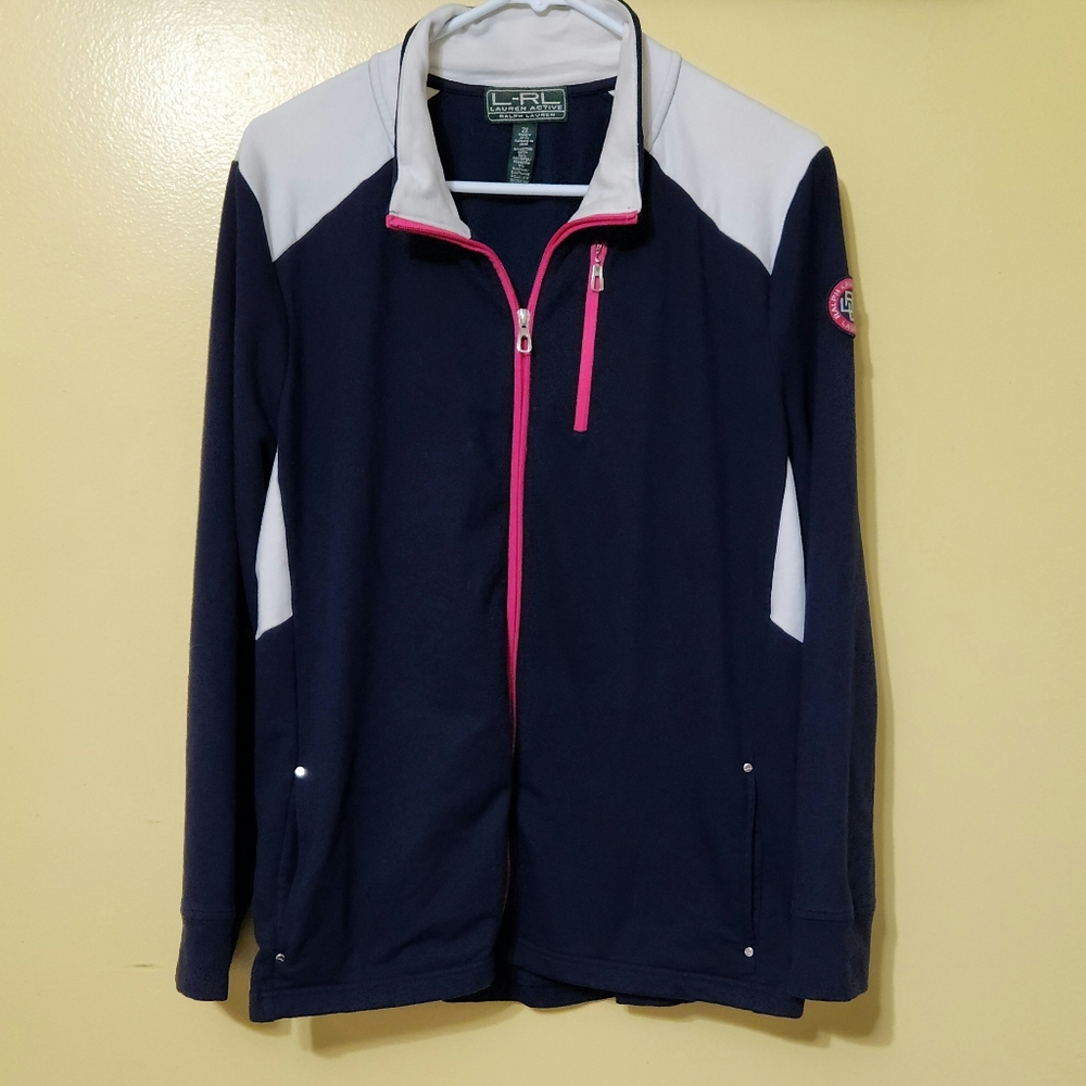 Lauren Ralph Lauren blue pink full zip active jacket. Size 2XL